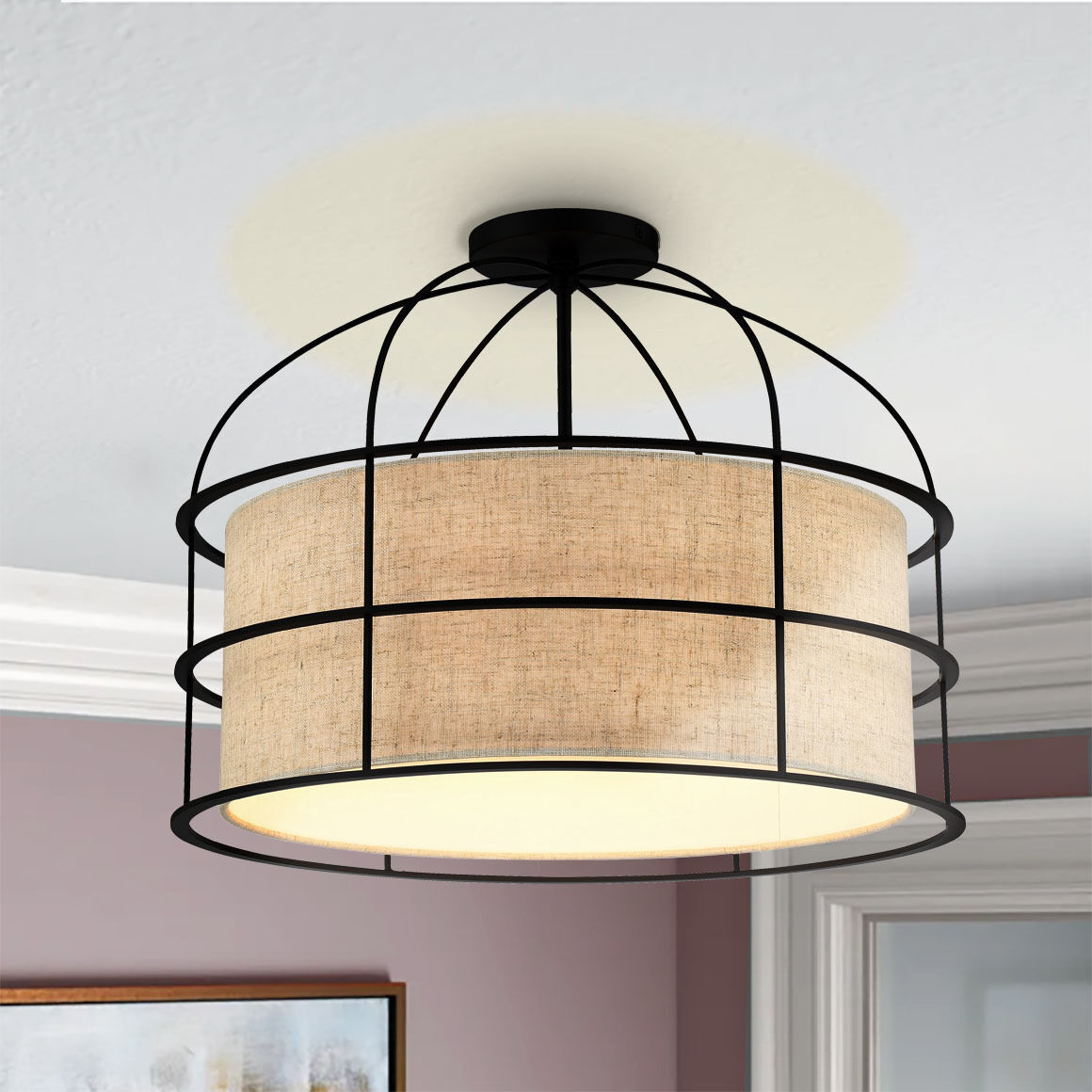 Gateway Park 5 Light 20 inch Coal Convertible Pendant / Semi Flush Ceiling Light